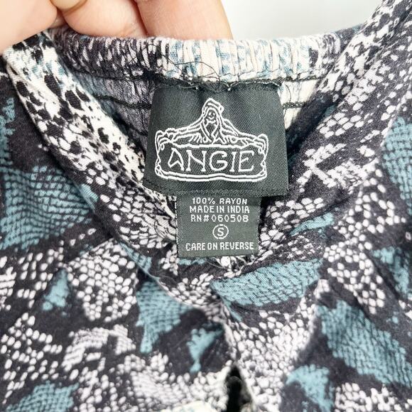 ANGIE Womens Boho Witchy Twist Keyhole Front Reptile Print Midi Dress Size S - Picture 6 of 8